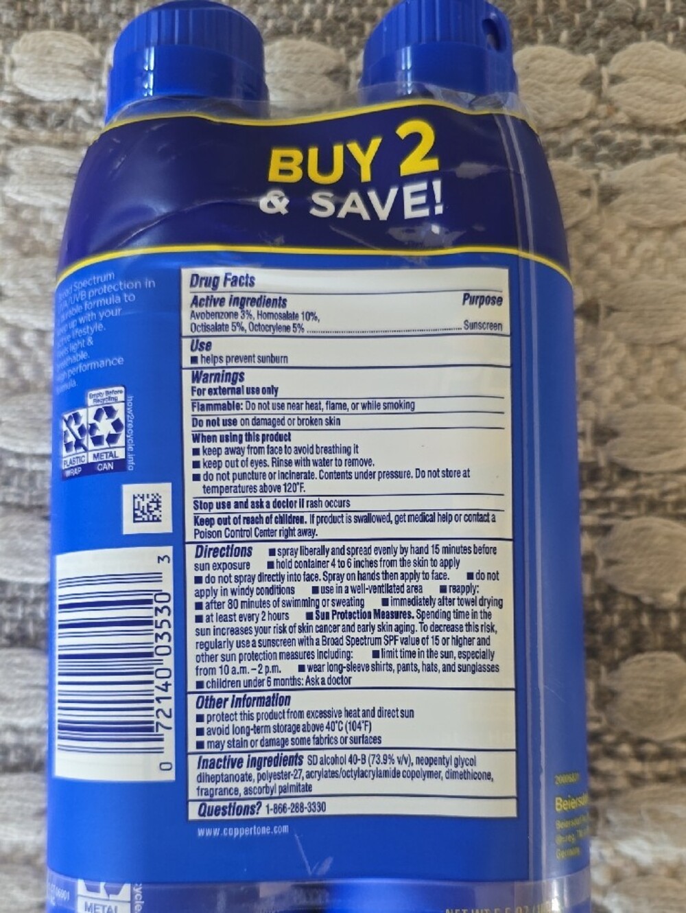 Coppertone Sport SPF 50 Sunscreen Spray - Blue - Picture 2 of 2